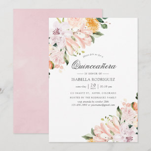 Convite Tons Pastéis Florais Quinceañera