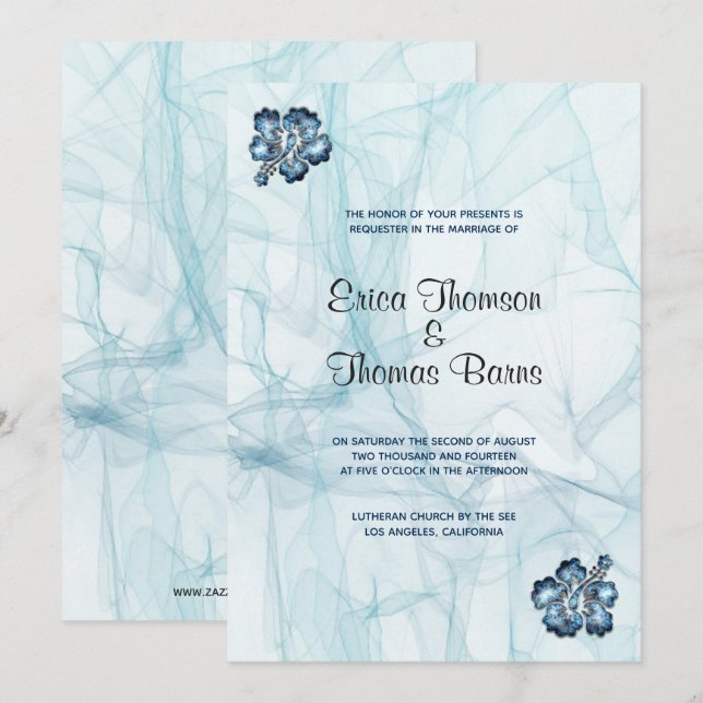 Convite Tons Pastel Azul Fundo Casamento (Frente/Verso)