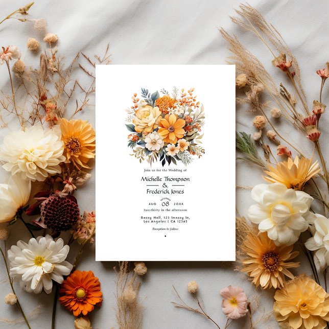Convite Tons Terrosos Casamento Floral (Criador carregado)