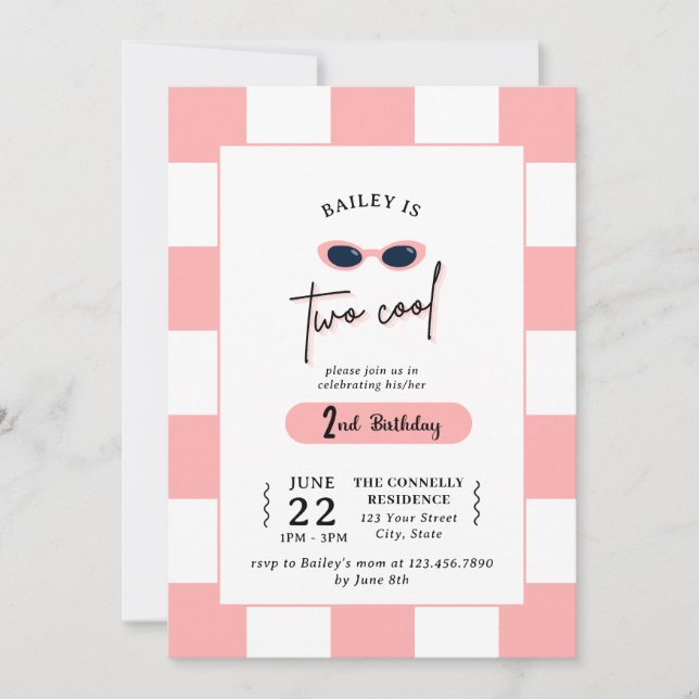 Convite Too Cool 2nd Birthday Invitation (Frente)