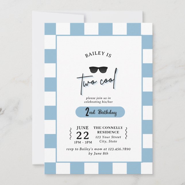 Convite Too Cool 2nd Birthday Invitation (Frente)