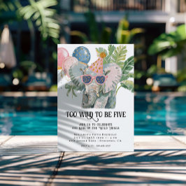 Convite Too Wild to Be Five Elephant Jungle Birthday