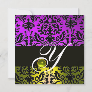 CONVITE TÓP AZIO MONOGRAMA DAMASCO PRETO ROXO AMARELO