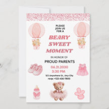 TOP DE CONFETES ROSA 5X7 URSO MENINA CHUVA DE BEBÊ