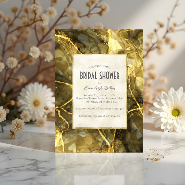 Convite Topázio Dourado Amarelo Pedra Preciosa Corte Chuve (Criador carregado)