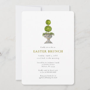 Convite Topiária Elegante em Aquarela para Brunch de Pásco