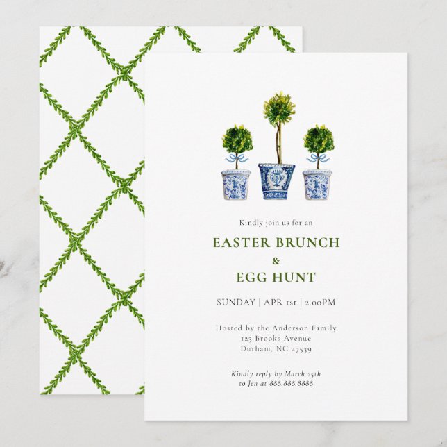 Convite Topiaries Easter brunch & eggs hunt invitation (Frente/Verso)