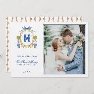 Convite Tópico laranja na Chinoiserie Pote Crest Monograma