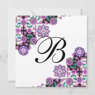 Convite TOPKAPI BLACK MONOGRAM cor-de-rosa