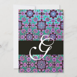 Convite TOPKAPI BLUE BLACK MONOGRAM cor-de-rosa