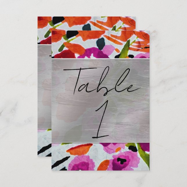 Convite Toque de Cor Ousada Flores de Aquarela Sujas (Frente/Verso)