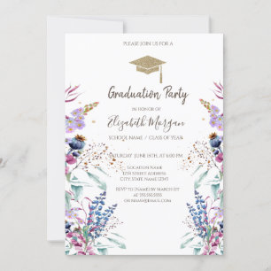 Convite Toque de Formatura Brilhante de Prado de Flores Si