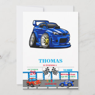 Convite Toque de velocidade do carro com músculo azul - E