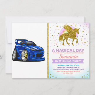 Convite Toque de velocidade do carro com músculo azul - Es