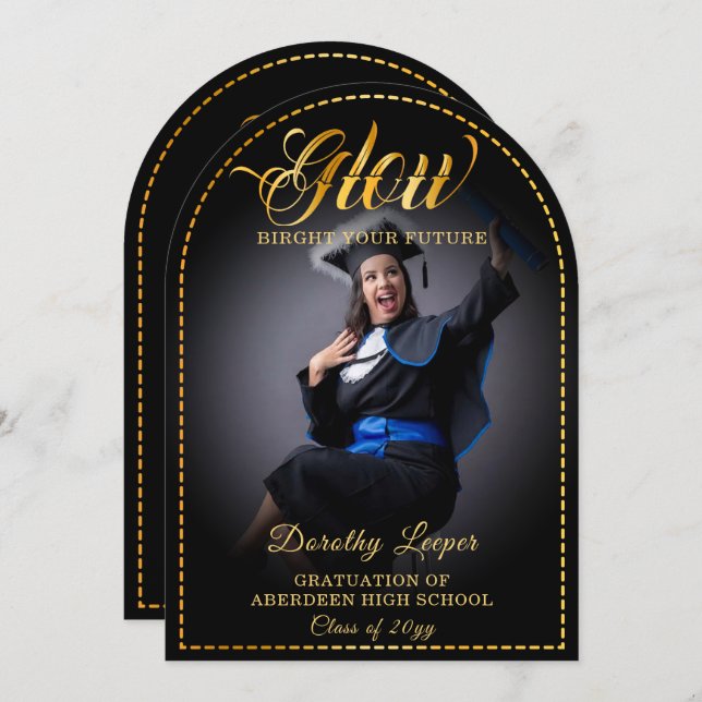 Convite Toque dourado Ilumine seu futuro. (Frente/Verso)