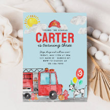 Toque o Alarme Caminhão de Bombeiros Aniversário d