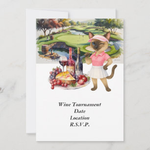 Convite Torneio de degustação de vinhos de golfe com vinho