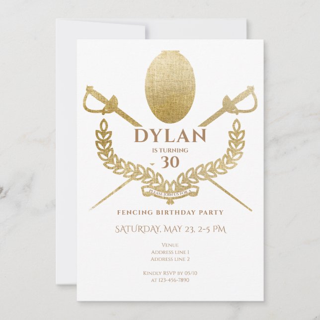 Convite Torneio de esgrima Festa de aniversário Foil Épée  (Frente)