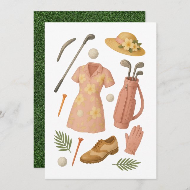 Convite Torneio de Golf Havaiano temido Lady Woman Golfer (Frente/Verso)
