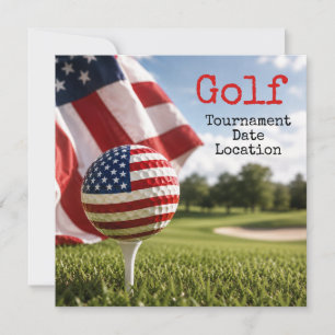 Convite Torneio de golfe com bola de golfe com a bandeira 