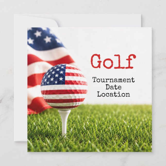 Convite Torneio de golfe com bola de golfe com a bandeira  (Frente)