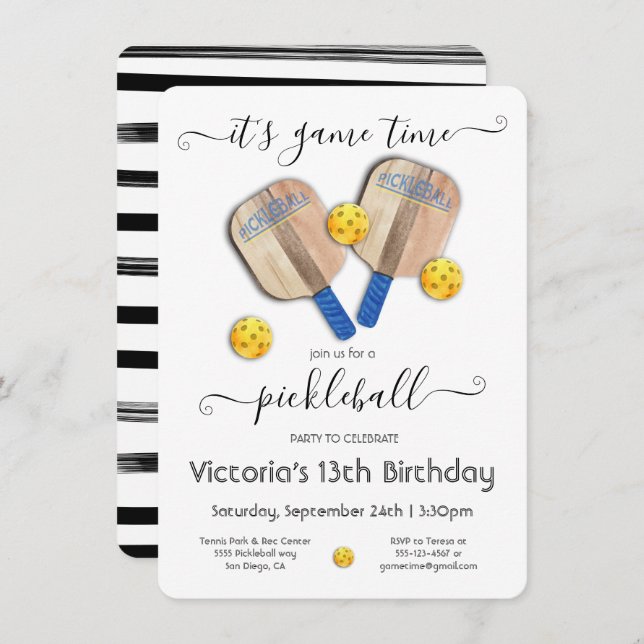 Convite Torneio de Pickleball Party (Frente/Verso)