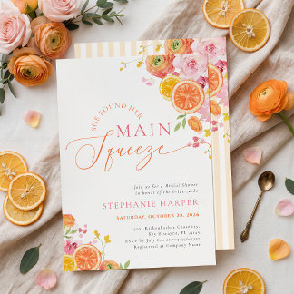 Convite Tornozelar Cítrico Floral Laranja Chá de Noiva