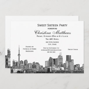 Convite Toronto Etch DIY BG Color Sweet 16 Wht