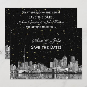 Convite Toronto Etch Estrela DIY Cor de Fundo Salve a Data