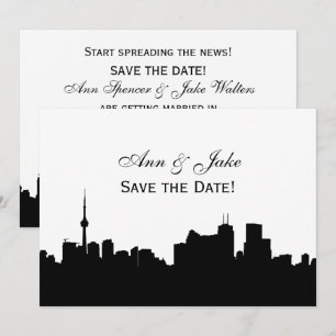 Convite Toronto Silhueta DIY Cor de Fundo Save the Date Wh