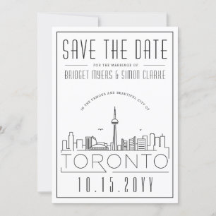 Convite Toronto Wedding Stylized Skyline Salvar a Data