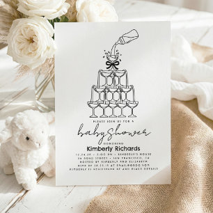 Convite Torre de champanhe de mamadeira de bebê Festa de b