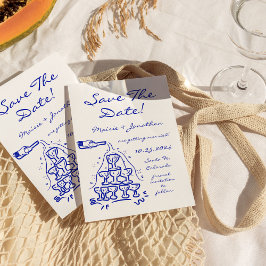 Convite Torre De Champanhe Desenhada À Mão, Salva A Data