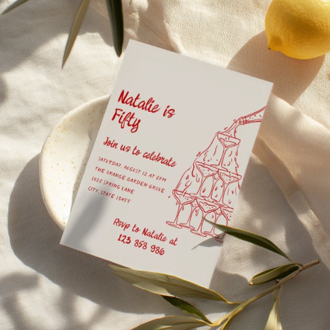 Convite Torre de Champanhe Desenhada em 50 Mãos - 50.º Ani (Criador carregado)