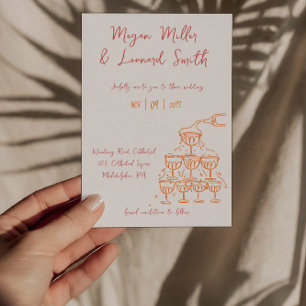 Convite Torre de champanhe Funky guarde o casamento