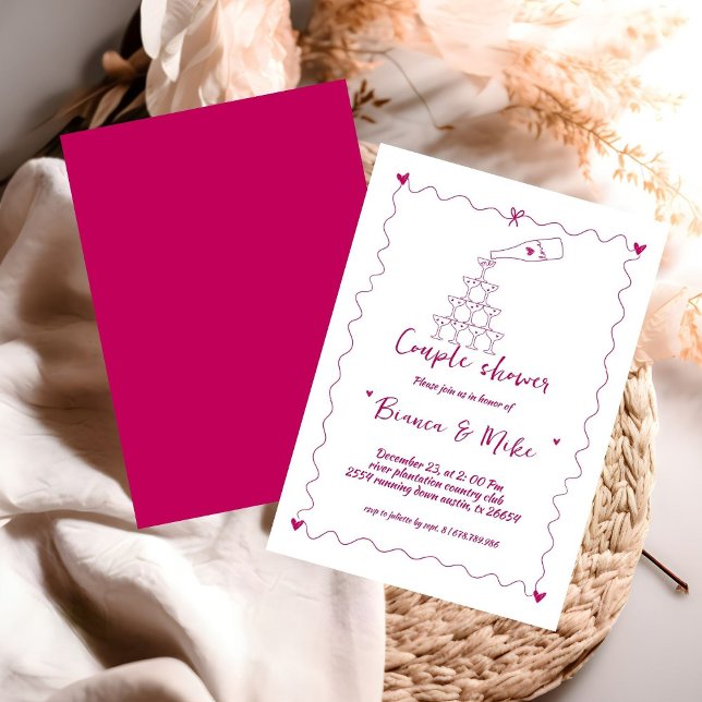 Convite Torre de Champanhe Manuscrita Funky Em Torre (Criador carregado)