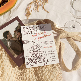 Convite Torre de Champanhe Manuscrita Salve a Data