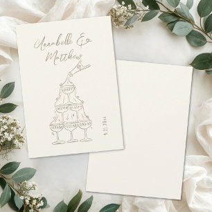Convite Torre de Champanhe Vintage Esboço de Casamento Ele