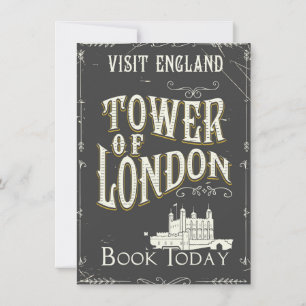 Convite Torre de Londres Inglaterra pôster vintage