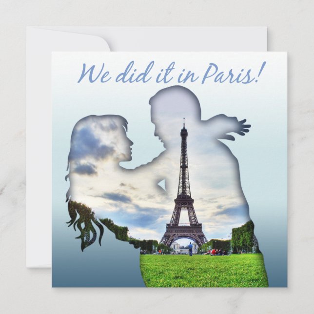 Convite Torre Eiffel Casal Recepção de Casamento Paris (Frente)