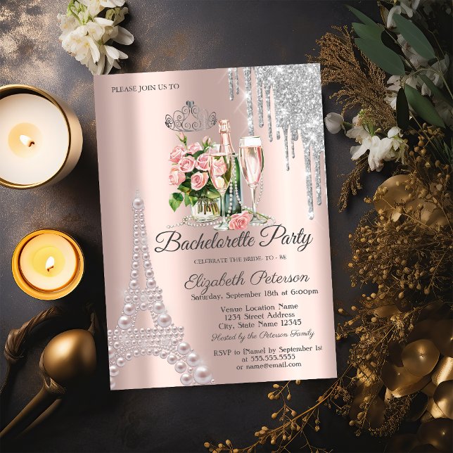 Convite Torre Eiffel,Coloca Festa de solteira de Pérolas d (Criador carregado)