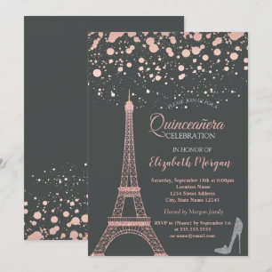 Convite Torre Eiffel com Brilho, Saltos com Pontos Quincea