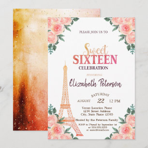Convite Torre Eiffel Confetes ++++9-Flores Doce 16