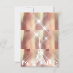Convite Torre Eiffel cor-de-rosa, em Paris, com estrelas d