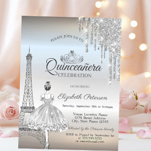 Convite Torre Eiffel de Paris,Drives,Ballerina Quinceañera