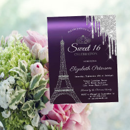 Convite Torre Eiffel de Paris, gotas, Doze Aniversário Doc