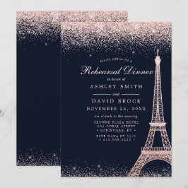 Convite Torre Eiffel de Paris Rosa Dourado Brilho Ensaio