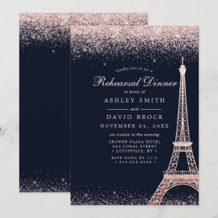 Convite Torre Eiffel de Paris Rosa Dourado Brilho Ensaio