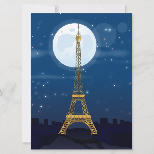 Convite Torre Eiffel desenho animado (Frente)