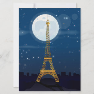 Convite Torre Eiffel desenho animado